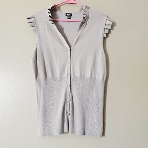 New York & Company Ruffled Button-Up Cardigan/Blouse